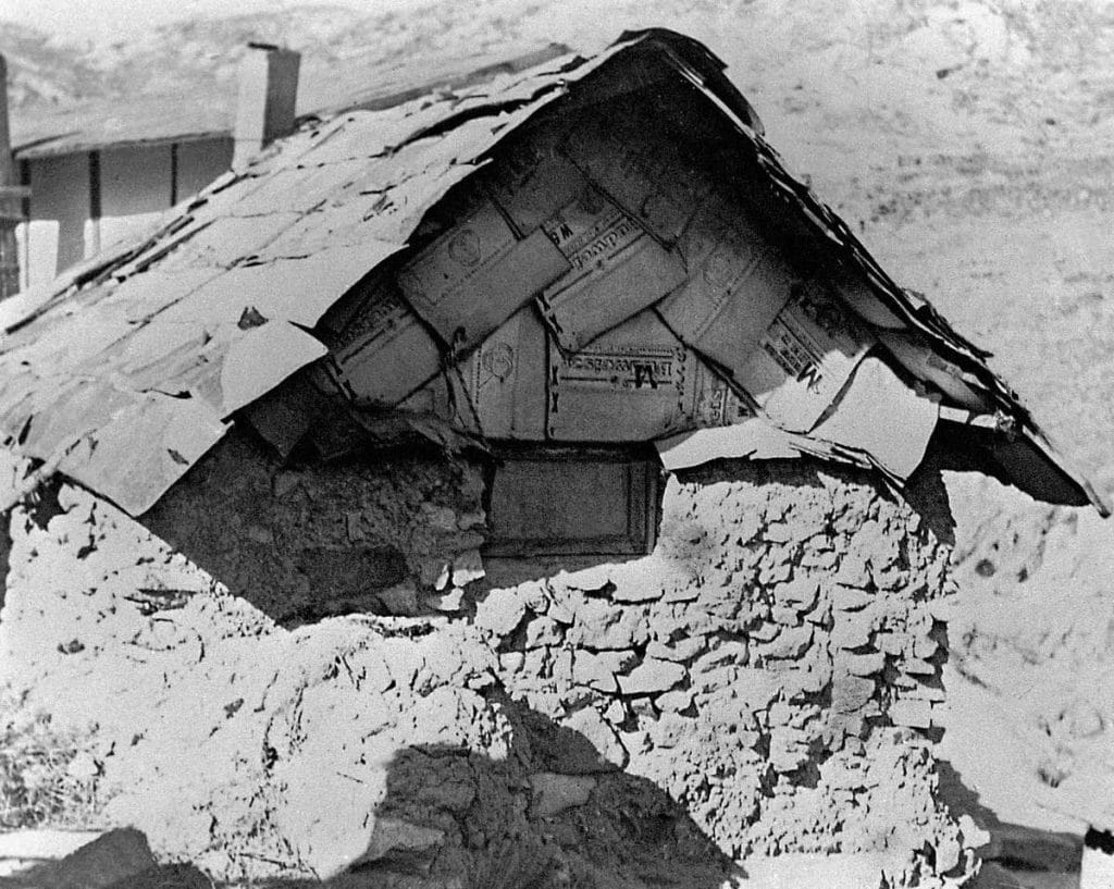 The cardboard hut Father built on the hillside in Busan in 1951