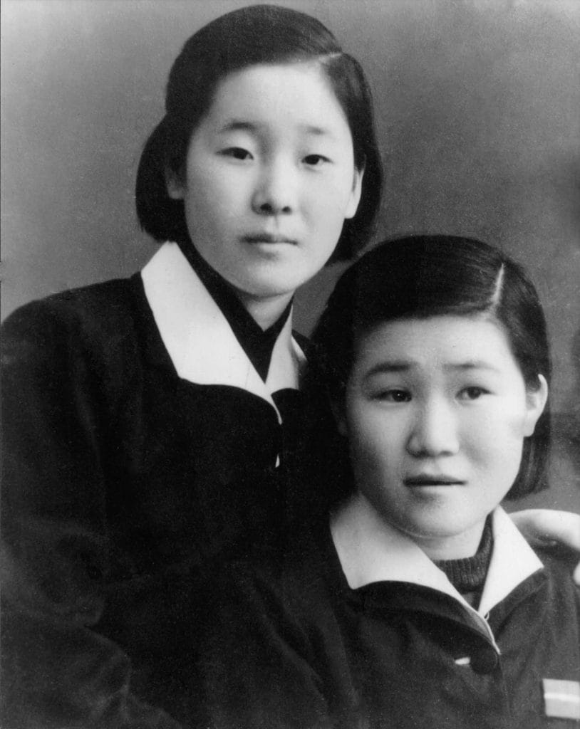 True Mother (top) as a young schoolgirl