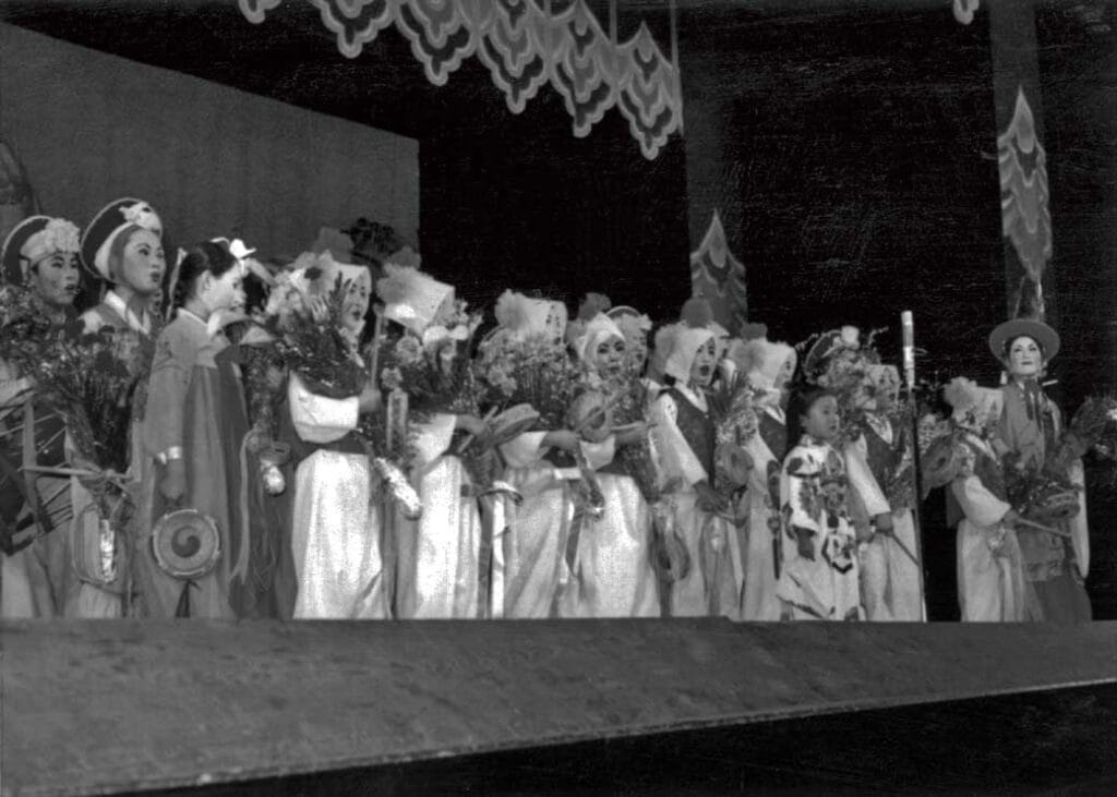 The Sunhwa Children’s Dance Troupe (later known as the Little Angels) during their tour of Japan in 1969