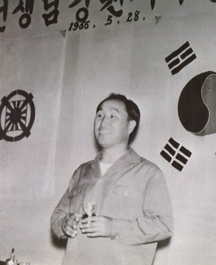 Father speaking in Gangwon Province during a nationwide speaking tour