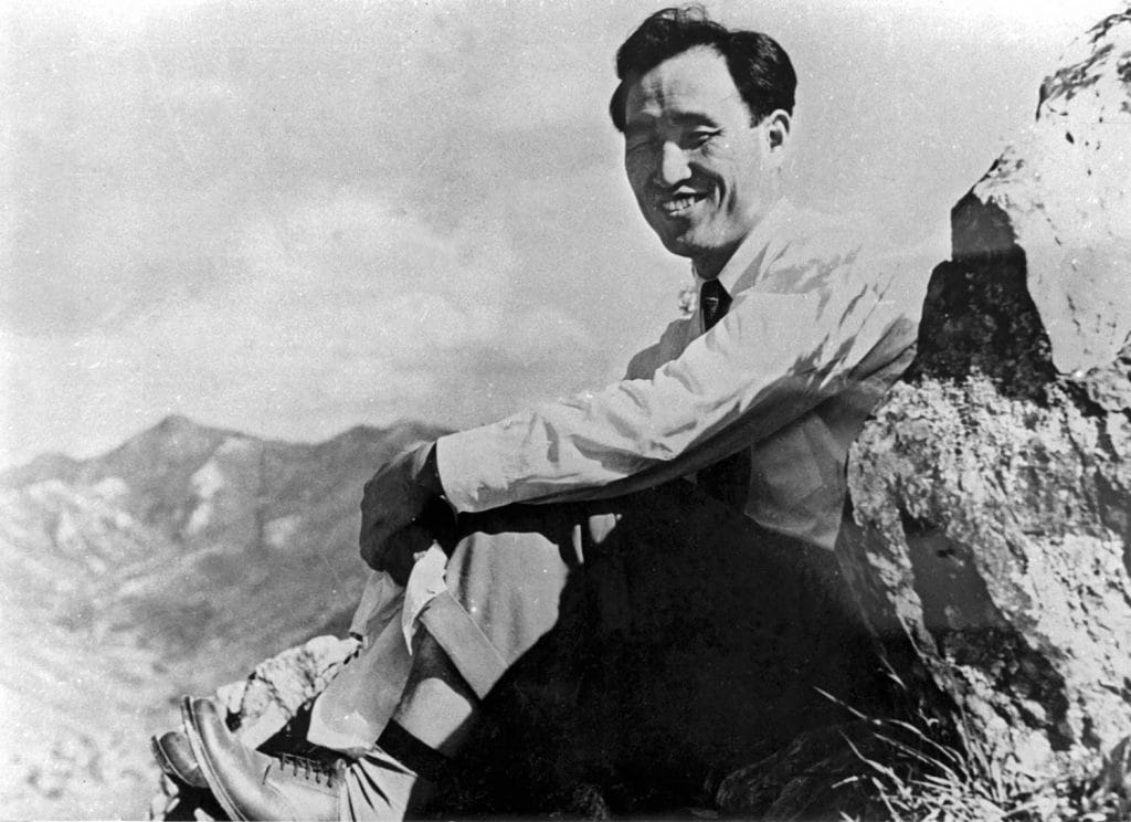 True Father on Baekoon peak at the top of Bukhan Mountain in northern Seoul after being released from Seodaemun Prison.