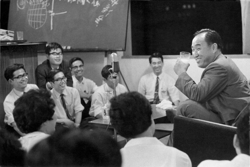 True Father with members in Japan during True Parents’ visit and tour in 1967